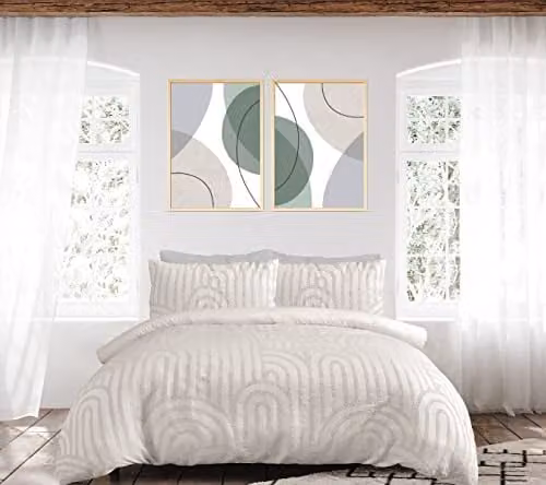 Smart Living Reversible Tufted Arch Duvet Cover and Pillowcase Set in Camel, Single, W: 135 cm, H: 200 cm