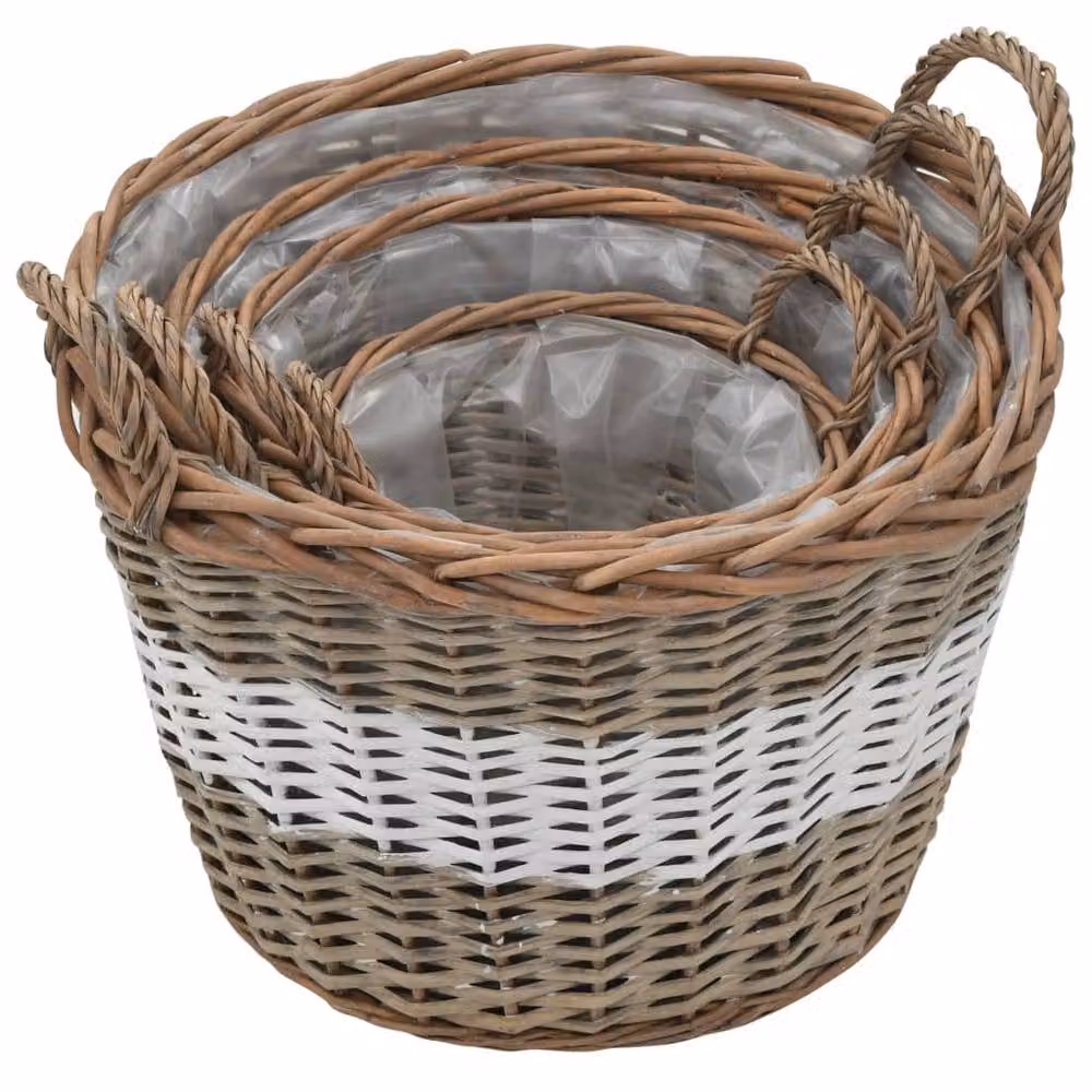 Berkfield Home 4 Piece Brown Wicker Raised Bed with PE Lining – 3