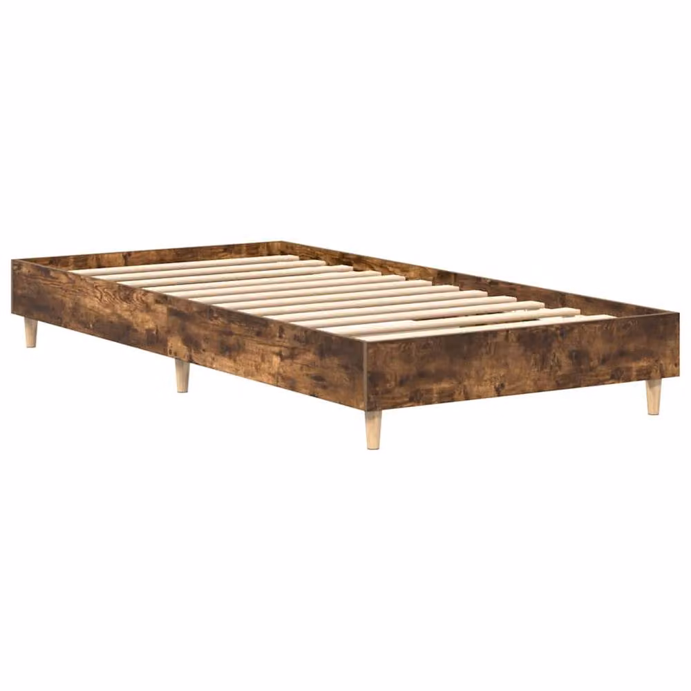 Berkfield Home Small Single Wood Bed Frame in Smoked Oak Brown, W/D/H: 75 x 190 cm – 3