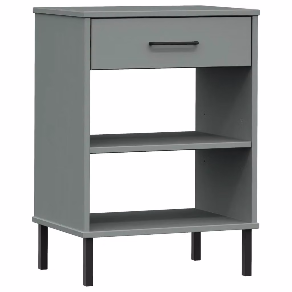 Berkfield Home Oslo Industrial Console Cabinet in Grey Solid Pine Wood with Metal Legs – 2