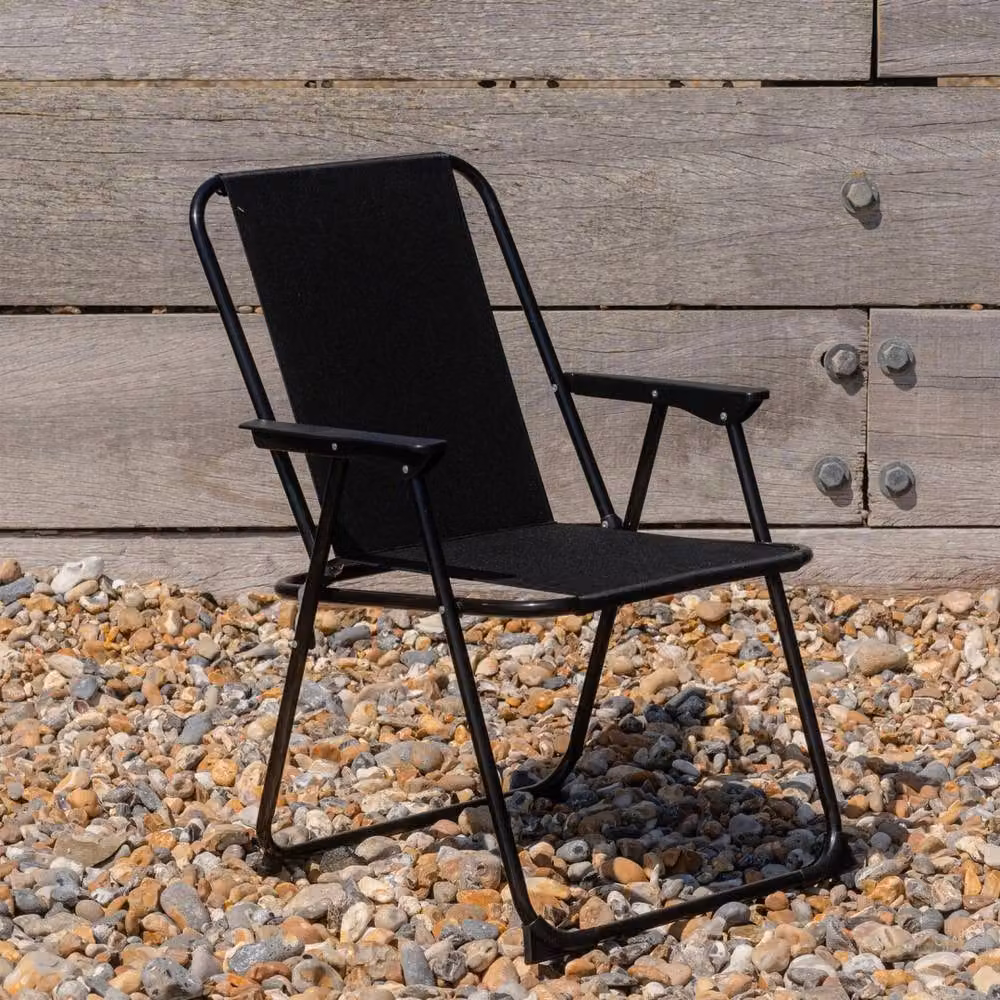 Havendro Set of 2 Black Metal Folding Armchairs with Textilene Fabric for Garden, Camping and Beach – 2