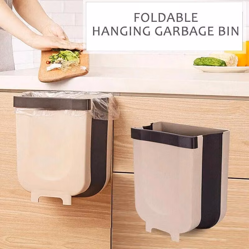 MANTRARAJ Collapsible Wall Mounted Hanging Trash Can, 10L, Brown – 2
