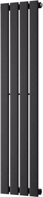 UK Radiators Typhoon Black Flat Tube Vertical Designer Radiator, H 120 cm x W 27.2 cm