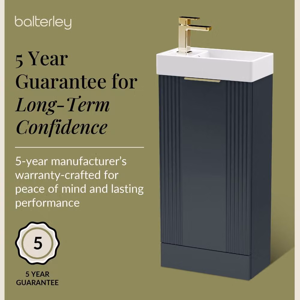 Balterley Grey Floor Standing Bathroom Vanity Unit with Black Handle and Soft Close Doors, Width: 40 cm – 4