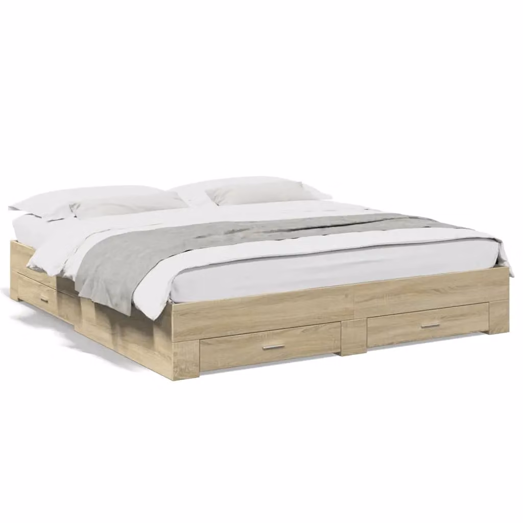 Berkfield Home Super King Bed Frame with Drawers in Sonoma Oak Brown, W/D/H: 180 x 200 cm – 2