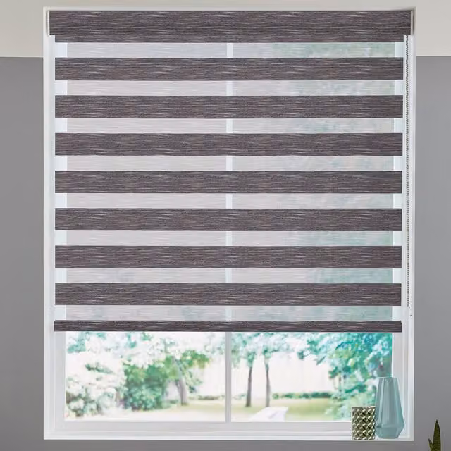 Terrys Malina Made to Measure Day and Night Textile Blind in Black and Grey