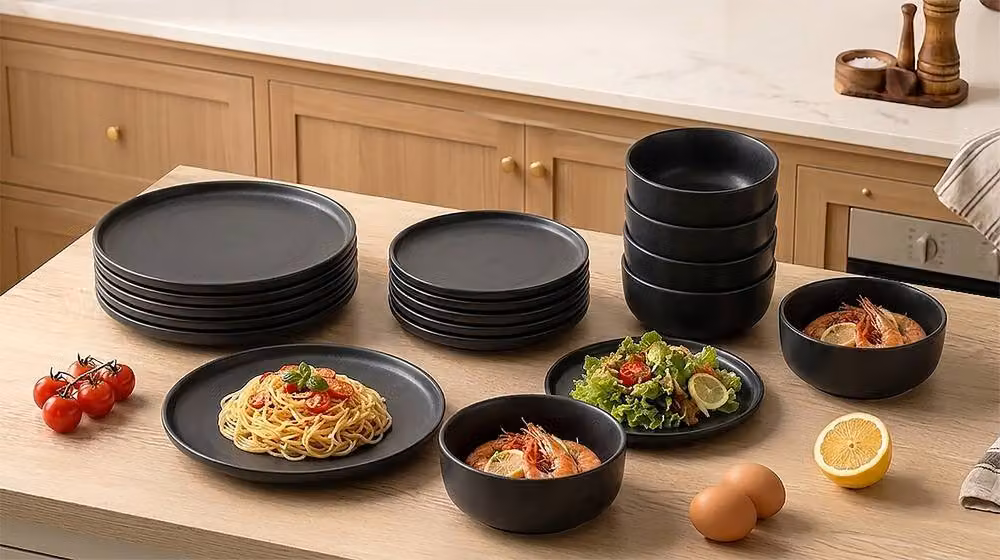 Simpa Époque 24 Piece Black Stoneware Dinner Set – 4