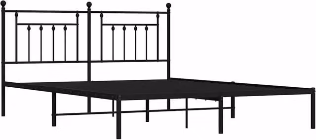 Berkfield Home Metal Bed Frame with Headboard in Black, W/D/H: 183 x 187 x 97 cm – 1