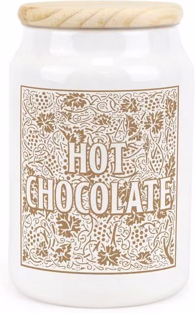 Purely Home Ceramic Hot Chocolate Storage Canister with Yellow Floral Oak Leaves and Berries Design