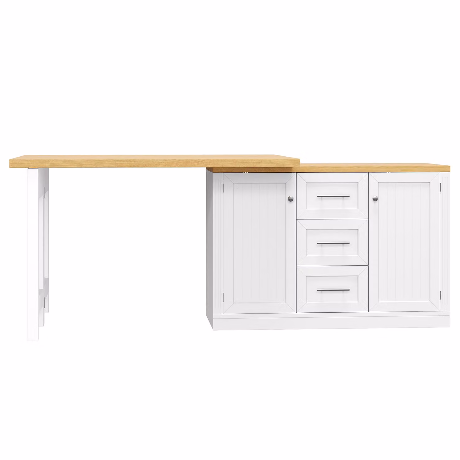 Aosom UK Extendable Sideboard and Dining Table Combo with Storage in White, W: 180 cm, D: 80 cm, H: 75 cm – 2