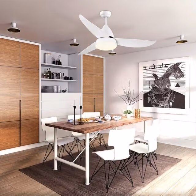 HOMCOM Ceiling Fan with Light, White