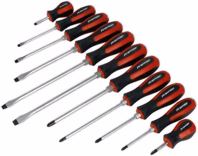 Loops 11 Pack Hammer Through Screwdriver Set with Hardened Steel Hammer Strike Chisel Cap in Metallics