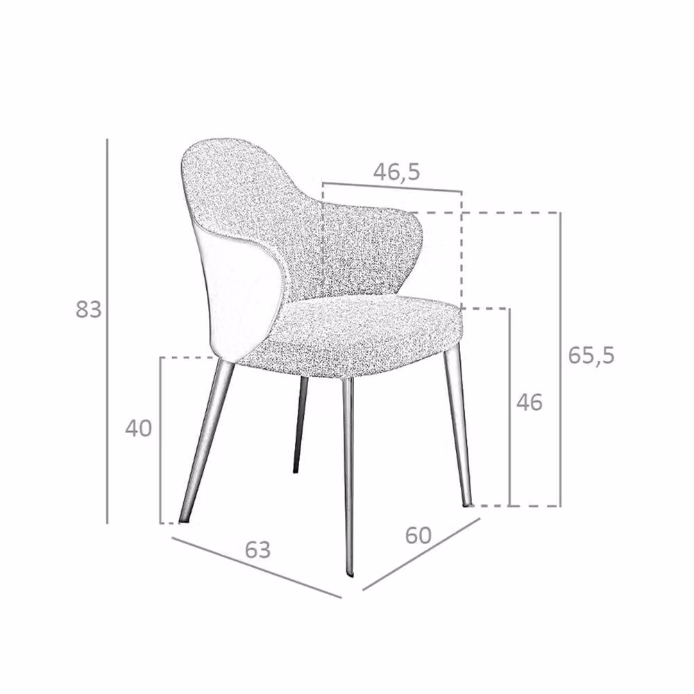 Angel Cerda Modern Dining Chair in Dark Grey Fabric and Brown Synthetic Leather with Armrests – 5