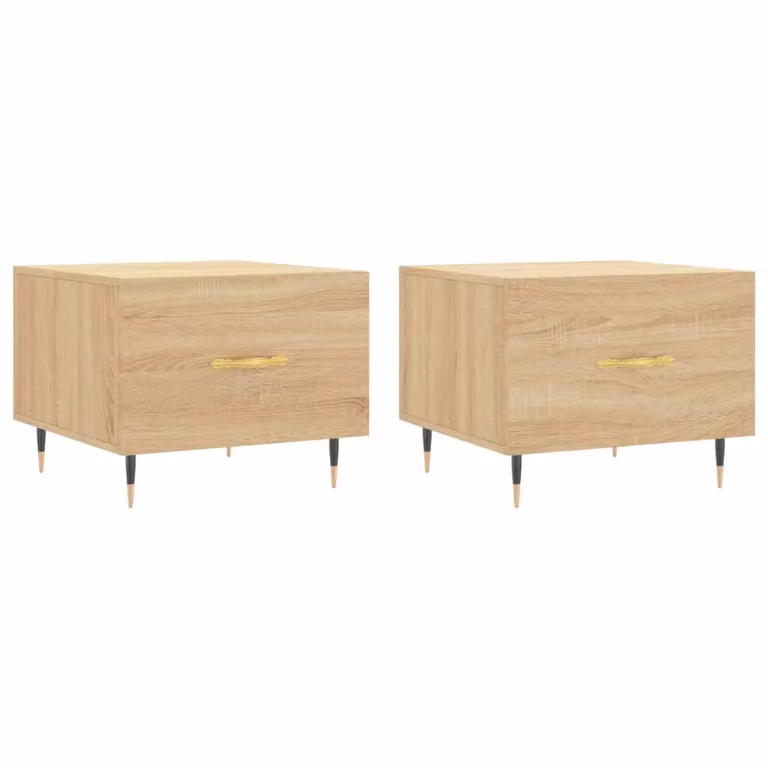 Berkfield Home Set of 2 Sonoma Oak Coffee Tables in Brown, W/D/H: 50 x 50 x 40 cm