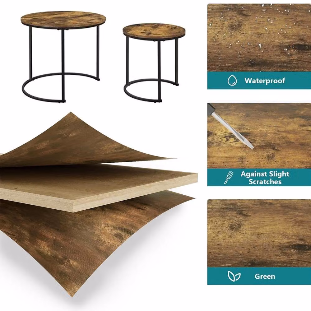 Ventryn Set of 2 Round Nesting Coffee Tables in Brown – 5
