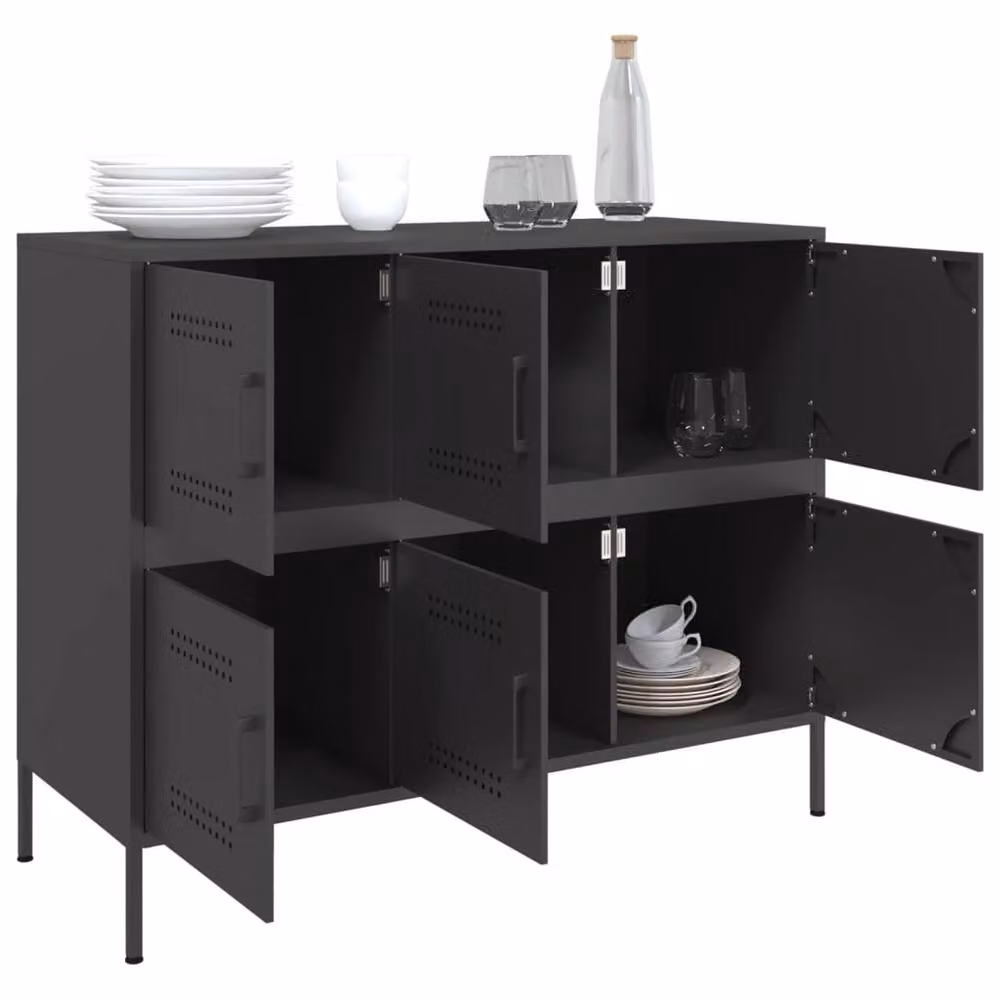 Berkfield Home Industrial Metal Sideboard in Black, W/D/H: 100.5 x 39 x 79 cm – 3