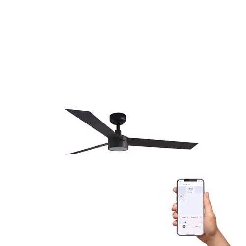 Netlighting Cruiser Smart LED Ceiling Fan with App and Remote Control, Matt Black, 132 cm