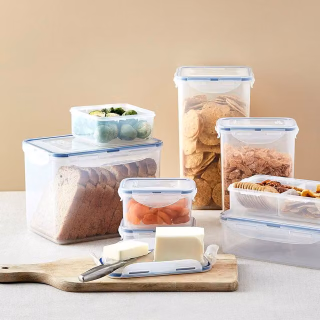 LocknLock Airtight Plastic Food Storage Container Set, Transparent, 7 Piece