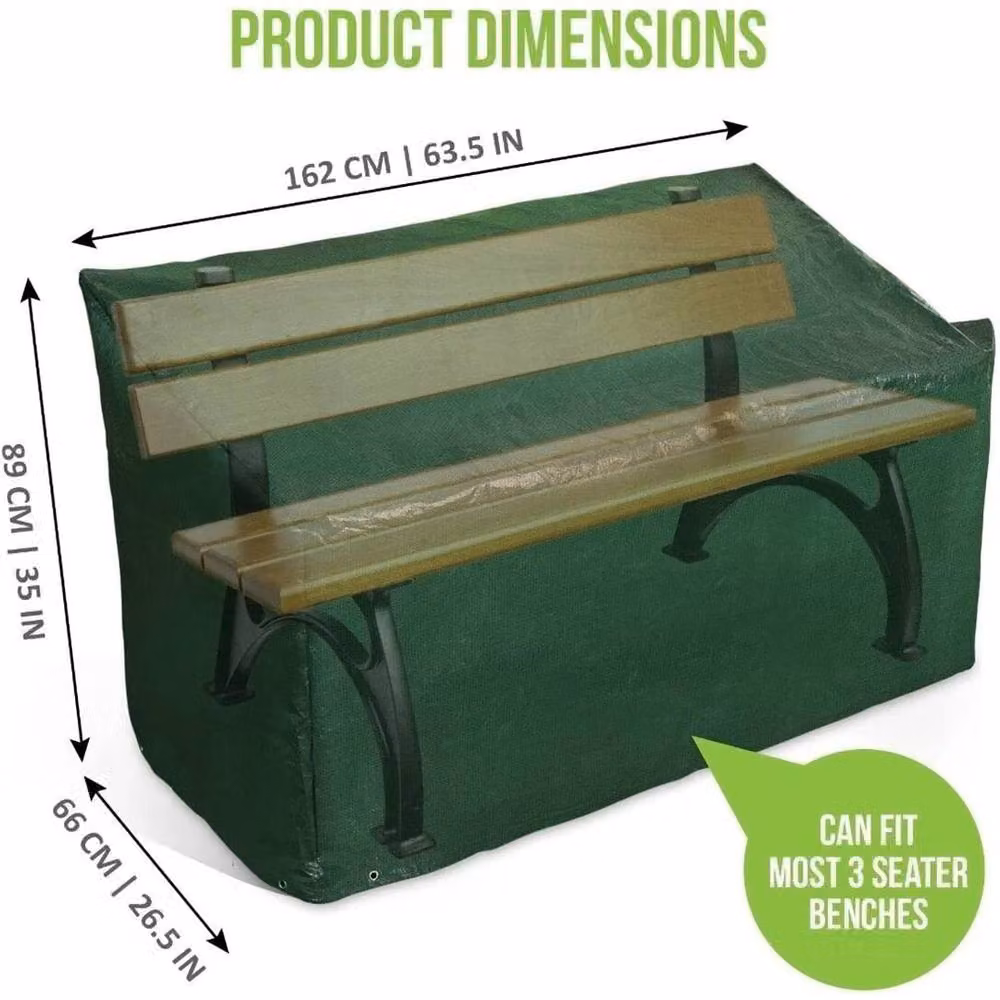 Nordara Heavy Duty Waterproof 3 Seater Garden Bench Cover in Green – 2