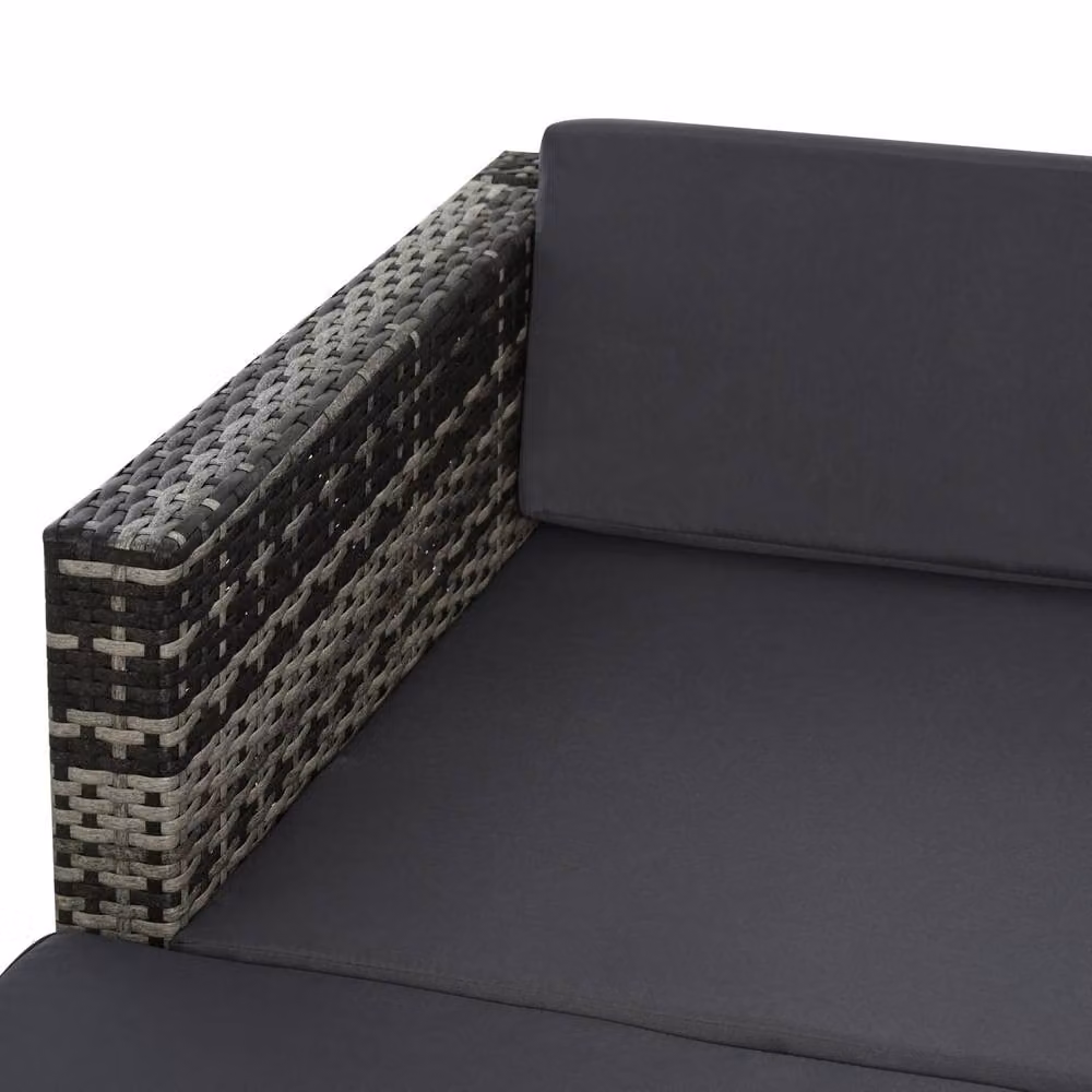 Wyld Haus Eltami 4 Seater Rattan and Metal Outdoor Sectional Sofa Set in Black and Grey – 8