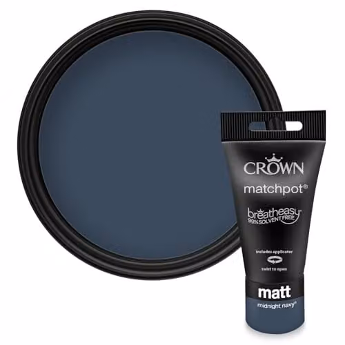 Crown Walls & Ceilings Navy Blue Matt Water Based Paint Tester Pot 40ml – 1