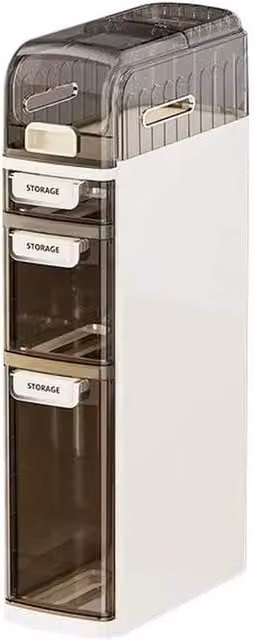 KORVIXA 4-Tier Narrow Slim Storage Cabinet in White, W: 70 cm, H: 75 cm – 1