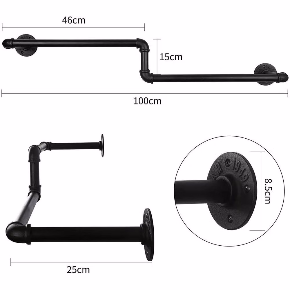 FLAVORA Industrial Pipe Clothing Rack in Matt Black – 2
