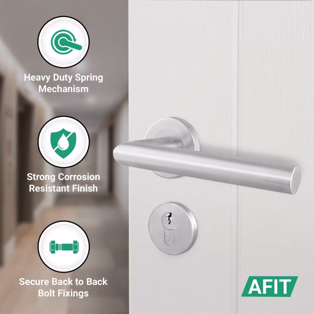AFIT Satin Lever on Rose Euro Lock and Hinge Kit with Double Cylinder in Silver, 150 x 150 mm – 2