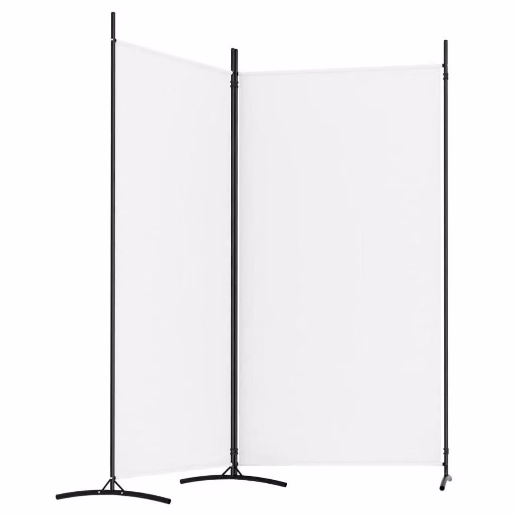 Berkfield Home 2-Panel Fabric Room Divider, White, H 175 cm x W 180 cm – 2