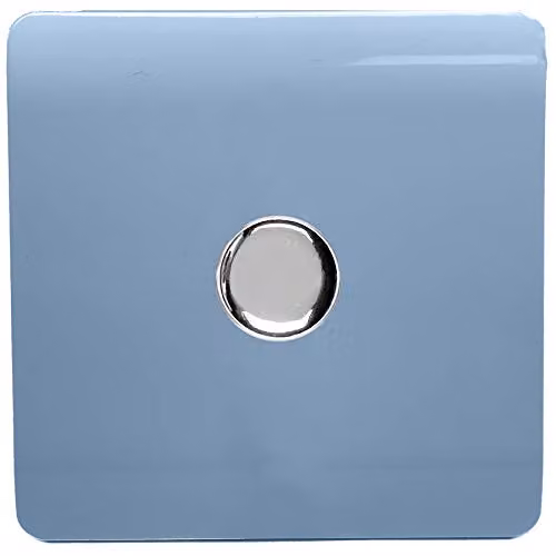 Trendi 1 Gang 2 Way 100w LED Dimmer Screwless 10 Amp Light Switch - Sky Blue