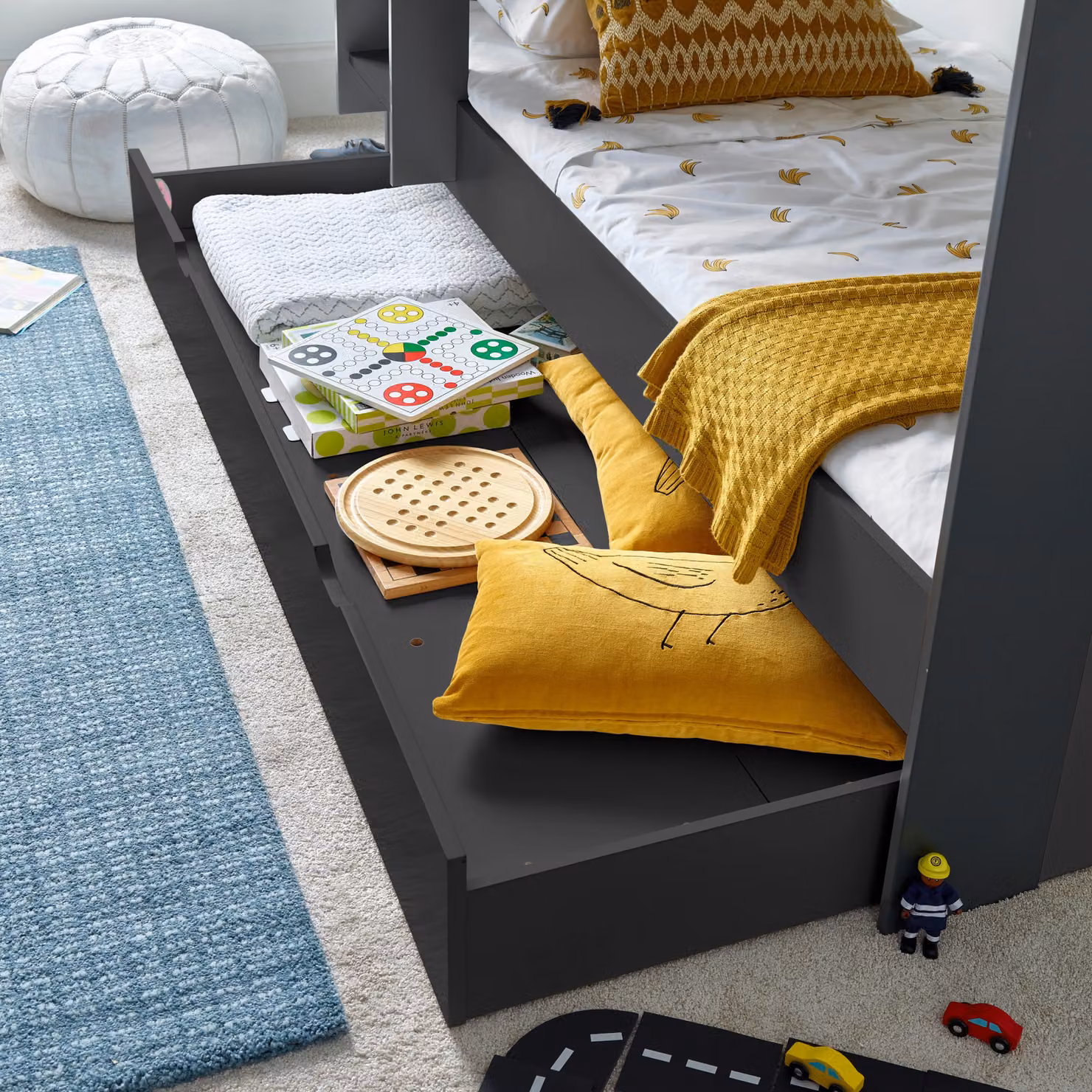 Bedmaster Olly Two-Level Storage Bunk Bed with Pocket Sprung Mattresses in White and Grey, W/D/H: 173.0 x 90 x 125.1 cm – 4