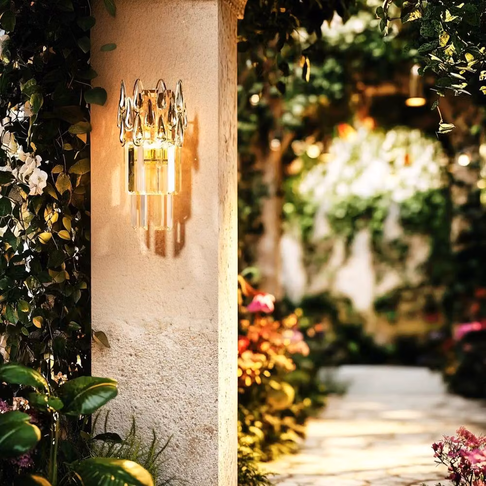 PAWNORA Luxury Crystal LED Wall Lamp in Gold/Brass – 3
