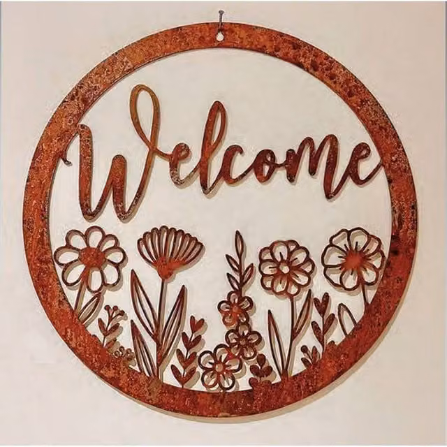 Poppyforge Floral Round Metal Garden Wall Art in Copper, W29.5 x H29.5 cm
