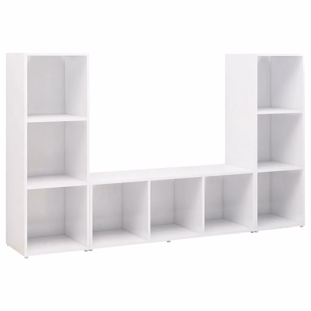 Berkfield Home 3-Piece White TV Cabinet Set in Matt Engineered Wood, W/D/H: 107 x 35 x 37 cm – 2