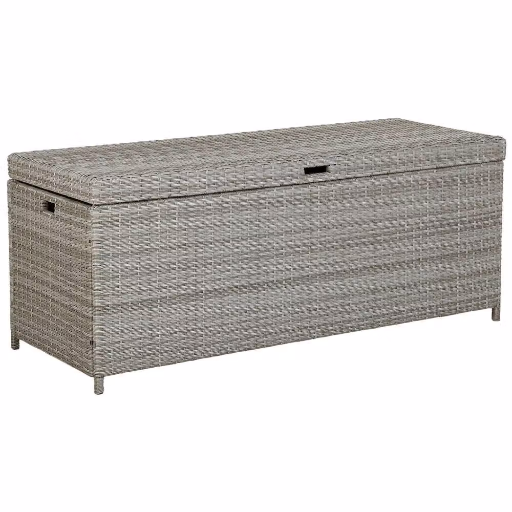Wyld and Coco Grey Faux Rattan Outdoor Storage Box W: 158 cm, D: 63 cm, H: 66 cm – 3