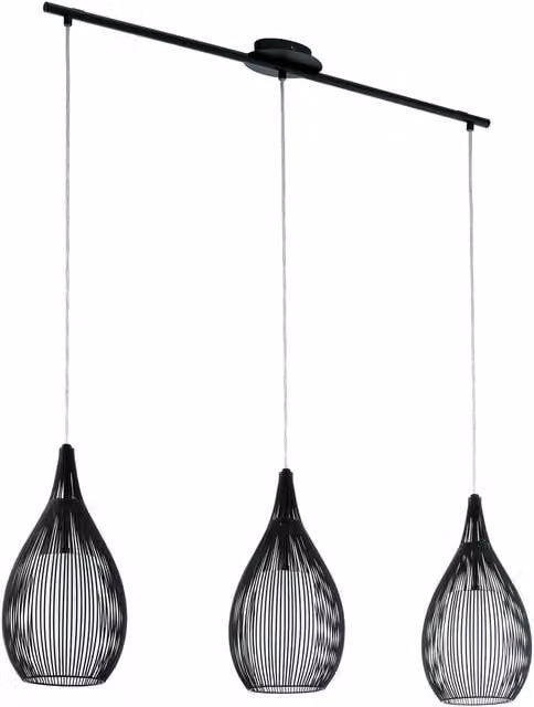 Loops Suspended Pendant Light in Black and White with Satin Glass and Metal, E27, 3x60W