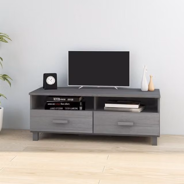 Berkfield Home HAMAR TV Cabinet in Dark Grey Solid Pine, W/D/H: 106 x 40 x 40 cm