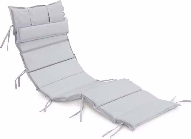 Gardenista Grey Water-Repellent Outdoor Acacia Sun Lounger Cushion Pad with Foam Filling