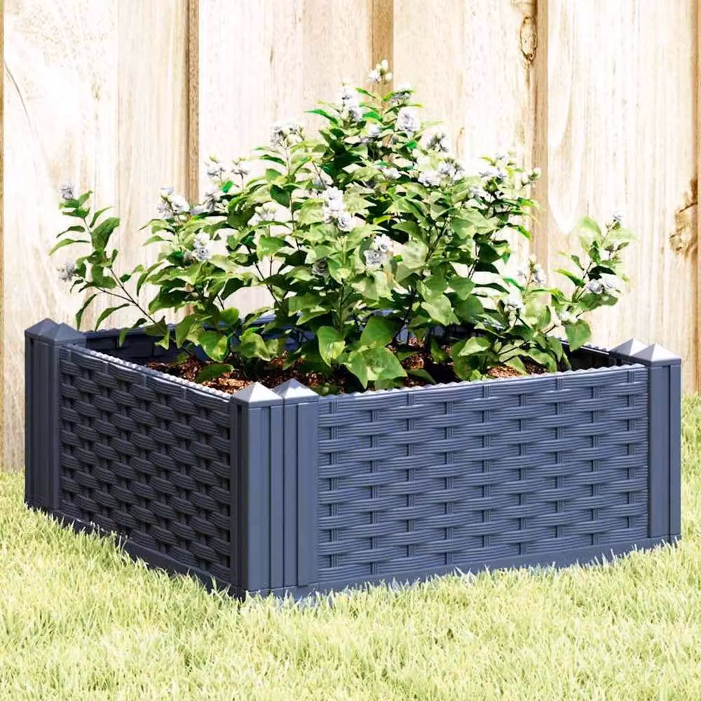 Berkfield Home Garden Planter with Pegs in Blue and Grey, W: 42.5 cm, D: 42.5 cm, H: 28.5 cm – 2
