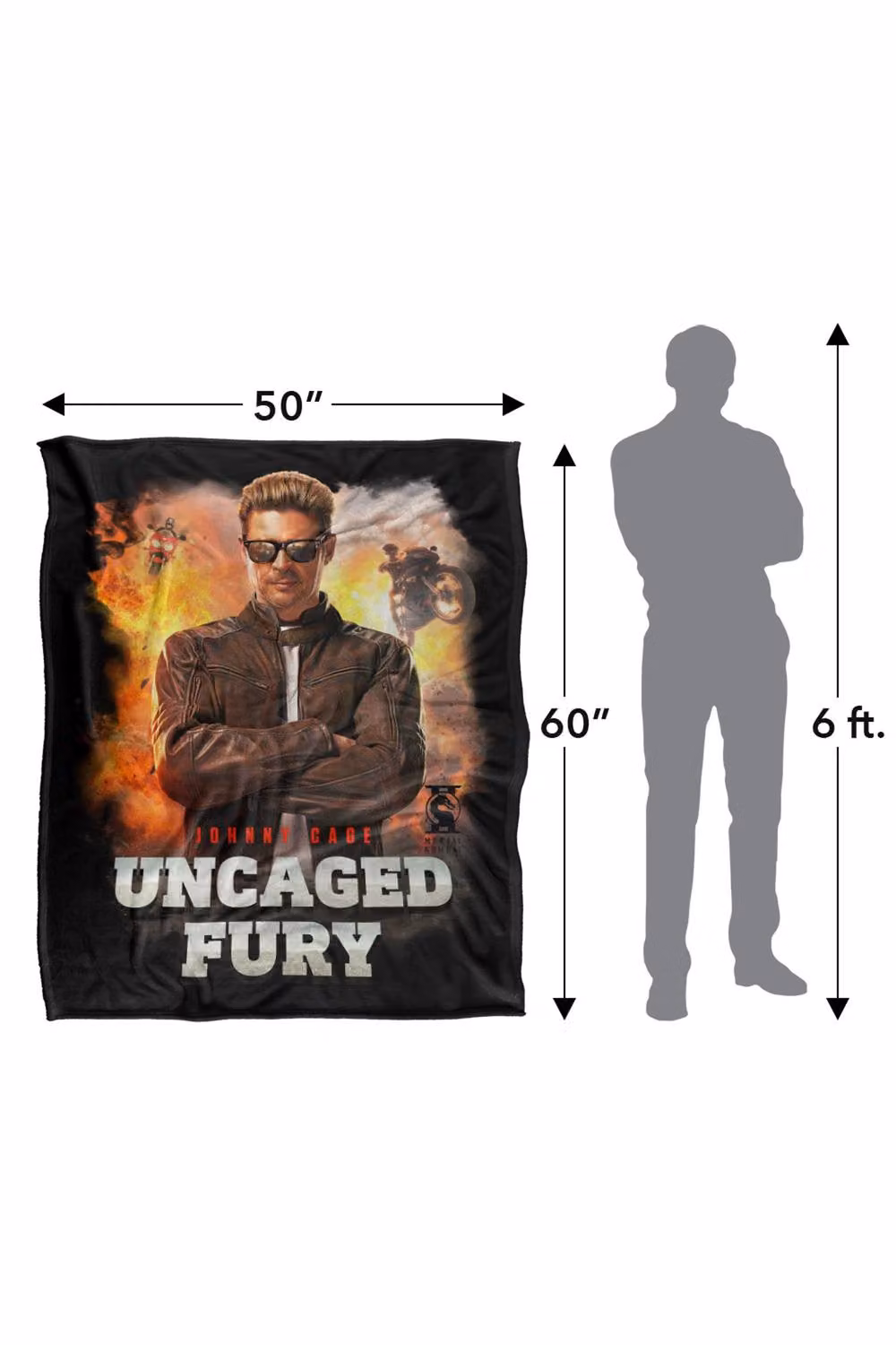 Warner Bros. Mortal Kombat 2 Johnny Cage Uncaged Fury Extra Large Silky Touch Super Soft Polyester Throw in Multicolour – 3