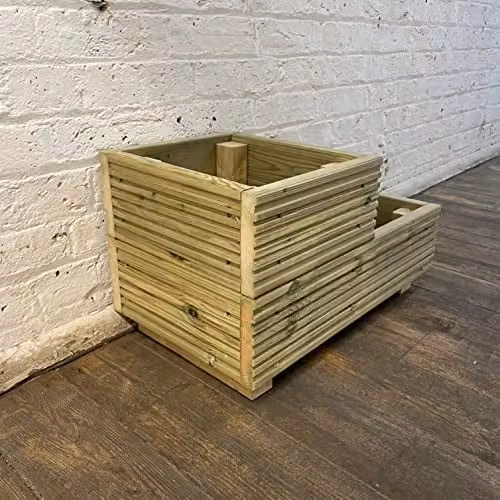 Planter Potters Two-Tier Brown Wooden Raised Bed Planter for Herb, Vegetable and Ornamental Gardens W/D/H: 57 x 35 x 35 cm – 4