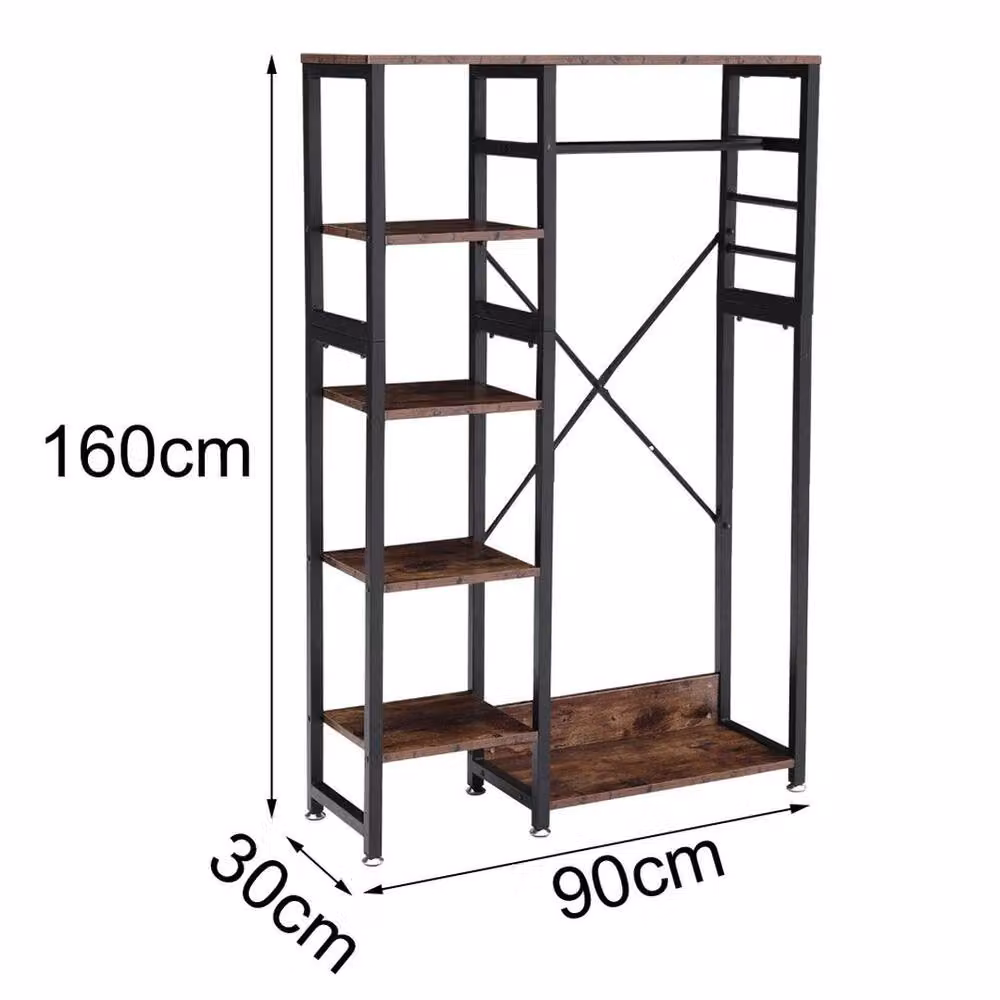 KORVIXA Black Metal Clothes Rail Open Wardrobe W/D/H: 100 x 100 x 100 cm – 1