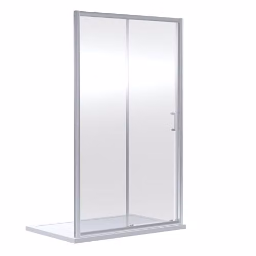 Balterley Chrome Sliding Shower Door with 6mm Toughened Safety Glass, W/D/H: 139.0 x 4.15 x 190.0 cm