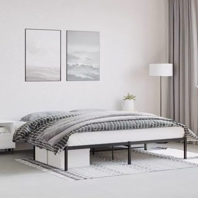 Berkfield Home Metal Bed Frame in Black, 200 x 200 cm