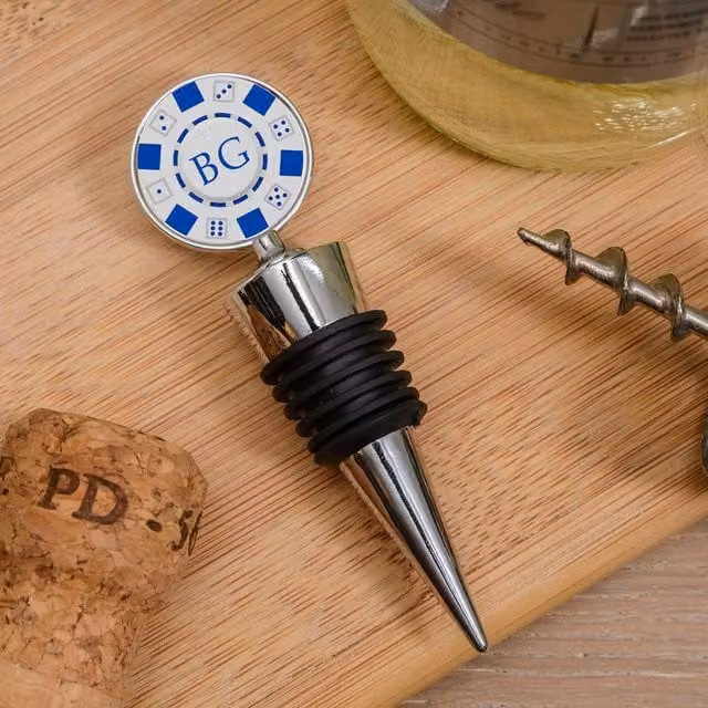 Uniqueful Personalised Poker Chip Bottle Stopper in Silver