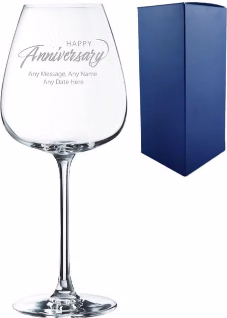Uniqueful Personalised Anniversary Wine Glass for Couples, Clear, 355 ml – 1