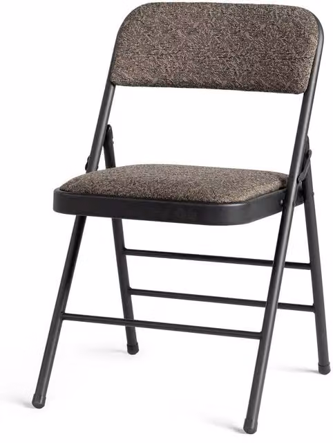 EONLION Brown Folding Chair with Padded Fabric Seat and Heavy Duty Metal Frame – 1