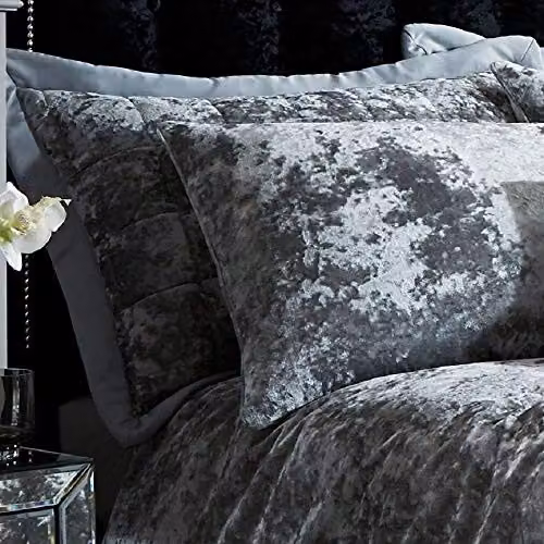 Catherine Lansfield Crushed Velvet Pillowsham Pair in Silver – 1