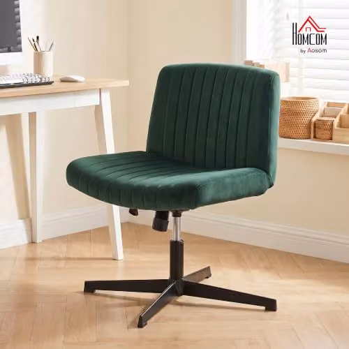 HOMCOM Green Fabric Task Chair with Wide Seat and 360 Degree Swivel, W/D/H: 64 x 65 x 120 cm – 2