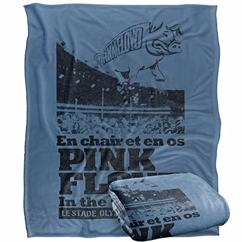LOGOVISION Pink Floyd In The Flesh Super Soft Fleece Throw Blanket, White, W/D/H: 152 x 127 cm – 1